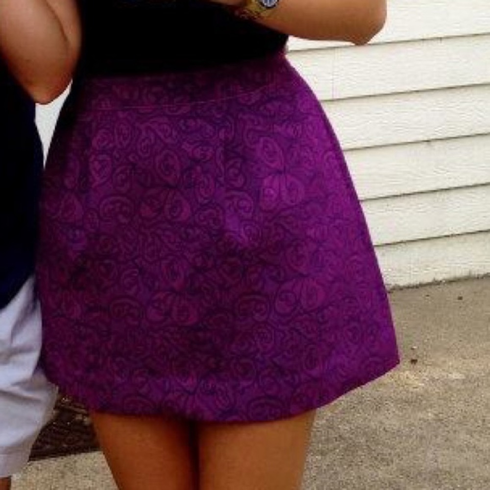 Anthropologie Purple & Black Mini Skirt W/ Pockets
